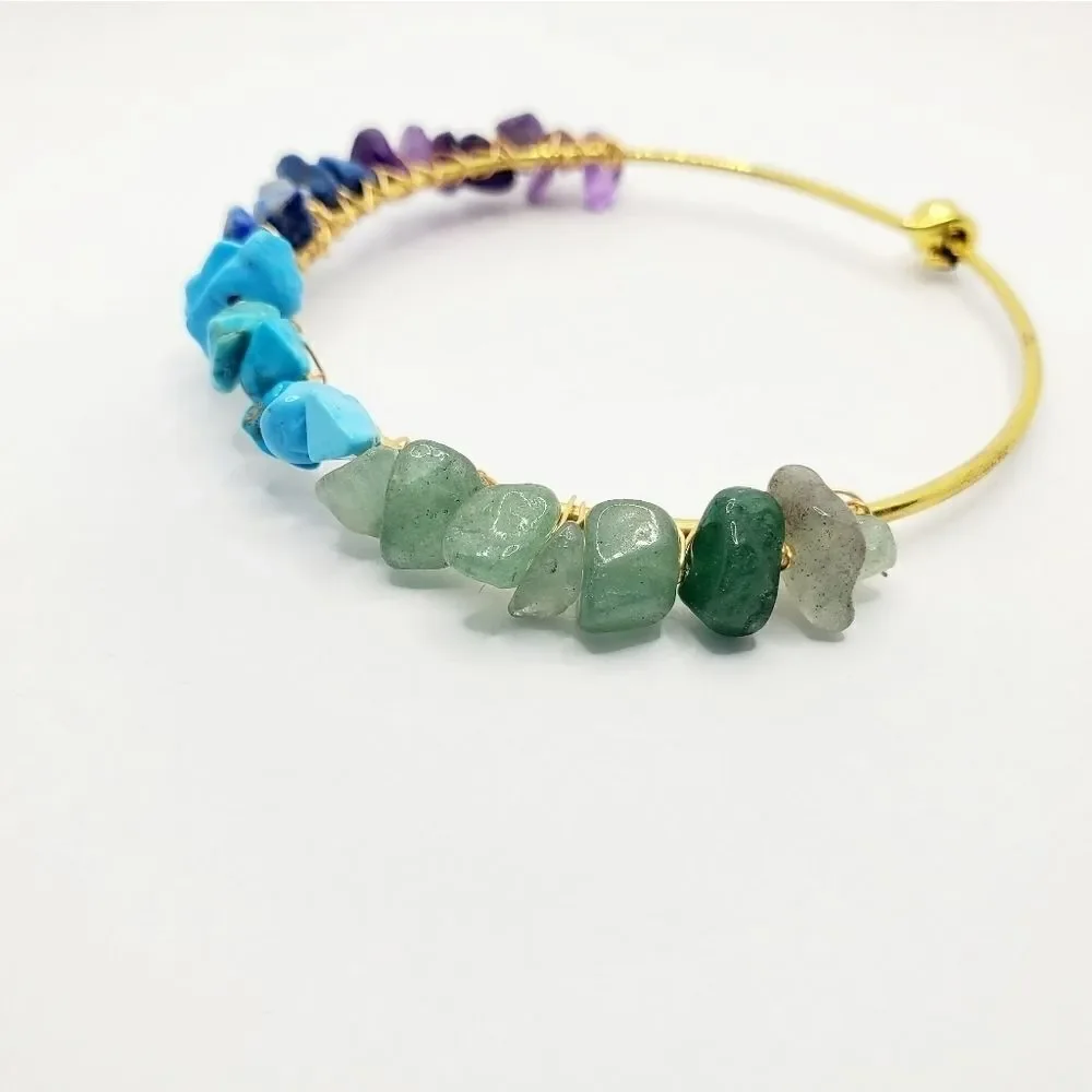 Hand Crafted Natural Chip Bangle Bracelet